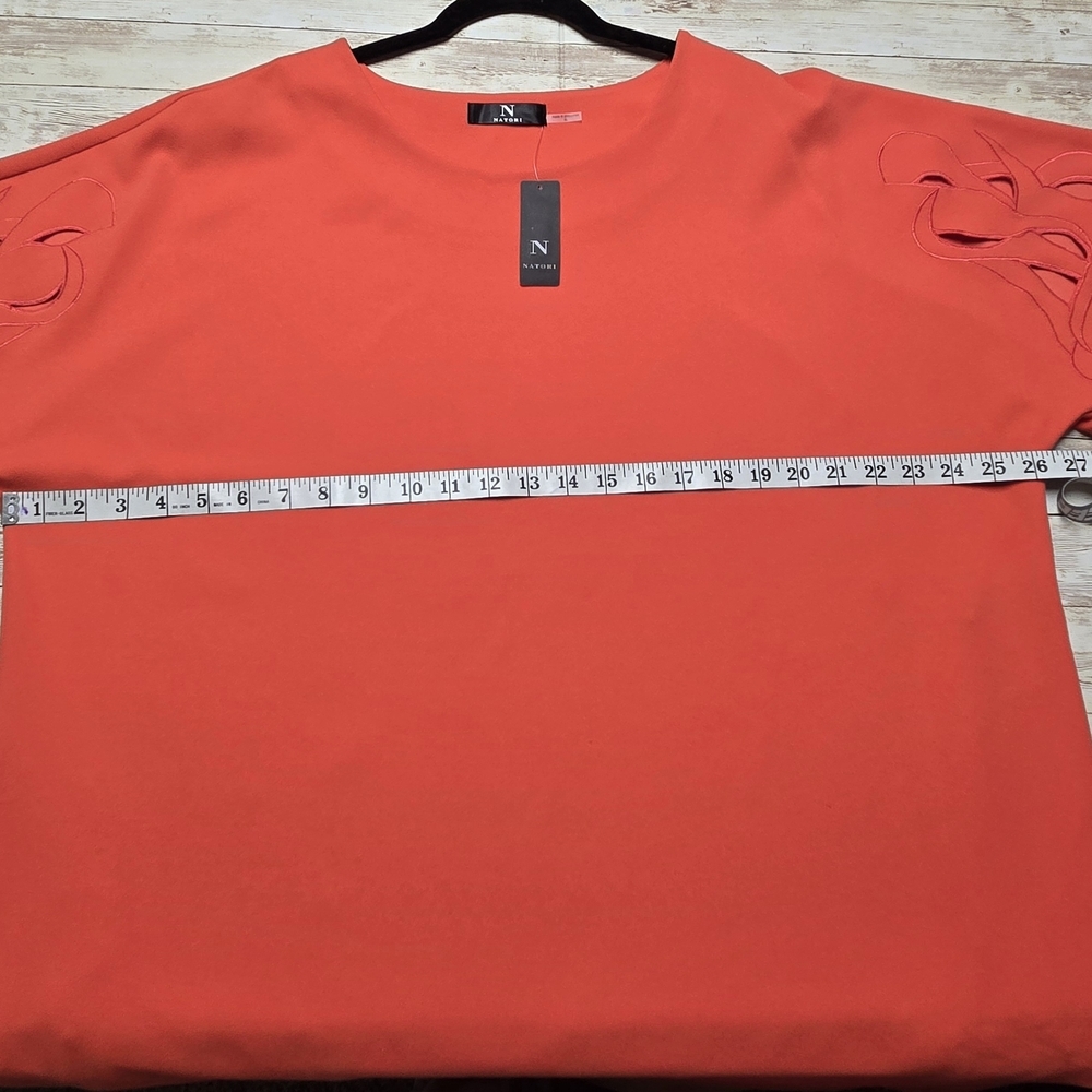 Natori Dress XL Knit Crepe Embroidered Sleeves Pockets NWT Original $170 FLAWED - Picture 4 of 12